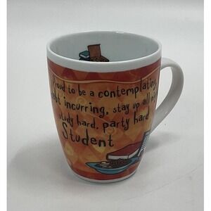 Coffee Mug Cool Student Cup History & Heraldry Fine Porcelain Orange College